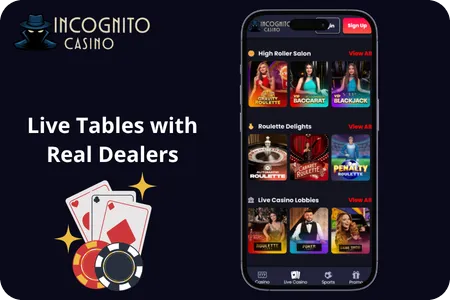 Incognito Casino Live Tables with Real Dealers
