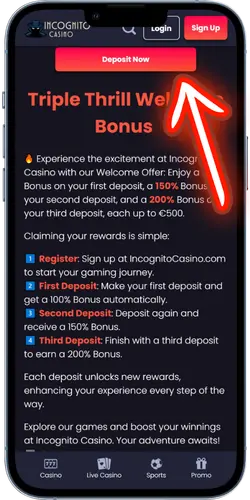 Incognito Casino welcome offer