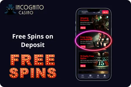 Incognito Casino bonus for free spins