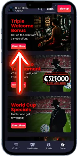 Incognito Casino Promotions page